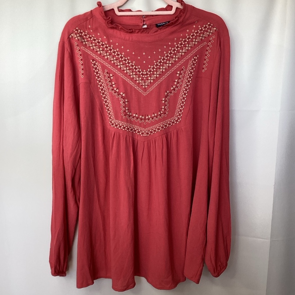 Torrid Plus Size 2 2X 18 20 Top Embroidered Fall Long Sleeves Blouseβ NWT